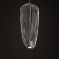 LAMPAMI - długa lampa wisząca szara, szara lampa nowoczesna, szara lampa wisząca do salonu, żyrandol nowoczesny