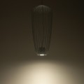 LAMPAMI - długa lampa wisząca szara, szara lampa nowoczesna, szara lampa wisząca do salonu, żyrandol nowoczesny
