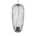 LAMPAMI - długa lampa wisząca szara, szara lampa nowoczesna, szara lampa wisząca do salonu, żyrandol nowoczesny