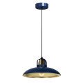 LAMPAMI - lampa glamour, lampa industrialna, lampa nowoczesna wisząca niebieska ze złotym