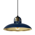 LAMPAMI - lampa glamour, lampa industrialna, lampa nowoczesna wisząca niebieska ze złotym