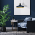 LAMPAMI - lampa glamour, lampa industrialna, lampa nowoczesna wisząca niebieska ze złotym