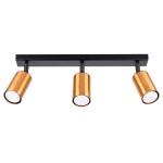 Lampa przysufitowa czarna z miedzianym listwa 3xGU10 plafon WINX 3P czarny/miedź 