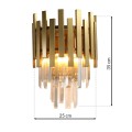 LAMPAMI - kinkiet złoty kryształowy, lampa do salonu, złota lampa ścienna, kinkiet kryształowy