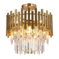 LAMPAMI - lampa złota wisząca, żyrandol do salonu, złota lampa sufitowa, złoty żyrandol kryształowy