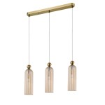 Złota lampa wisząca glamour potrójna klosze amber 150 cm PIEGA 3xE14 