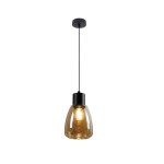 Czarna lampa pojedyncza wisząca 120 cm 1xE27 40W klosz bursztynowy MOLDO