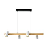 Lampa sufitowa skandynawska czarny+drewniany+biały 4xGU10 XILO