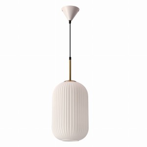 Nowoczesna lampa wisząca szkło karbowane biała ze złotym CRESTO 1xE27 1x40W