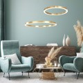 LAMPAMI - lampa wisząca złota nowoczesna, złota lampa ledowa, nowoczesna lampa do salonu, żyrandol nowoczesny do salonu