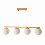 Lampa wisząca klosze białe kule z drewnem CARRINE 4xE14 40W 