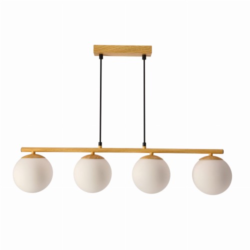 LAMPAMI - lampa wisząca klosze białe kule, lampa z drewnem, lampa skandynawska