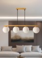 LAMPAMI - lampa wisząca klosze białe kule, lampa z drewnem, lampa skandynawska