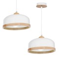 LAMPAMI - biała lampa wisząca drewniana, lampa z drewnem, lampa kuchenna sufitowa, lampa skandynawska