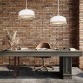 LAMPAMI - biała lampa wisząca drewniana, lampa z drewnem, lampa kuchenna sufitowa, lampa skandynawska