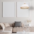 LAMPAMI - biała lampa wisząca drewniana, lampa z drewnem, lampa kuchenna sufitowa, lampa skandynawska