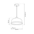 LAMPAMI - biała lampa wisząca z drewnem szkic