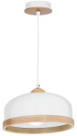 Nowoczesna lampa wisząca pojedyncza z drewnem 1xE27 STUDIO WHITE