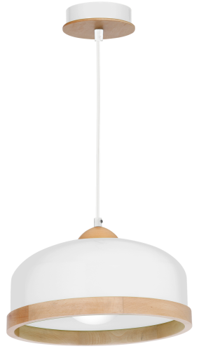 LAMPAMI - biała lampa wisząca drewniana, lampa z drewnem, lampa kuchenna sufitowa, lampa skandynawska