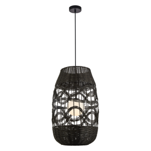 Czarna lampa BOHO wisząca 165 cm 1xE14 duża ARONA NATURAL 
