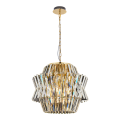 LAMPAMI - lampa złota wisząca, lampa do salonu, złota lampa sufitowa, żyrandol kryształowy