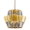 LAMPAMI - lampa złota wisząca, lampa do salonu, złota lampa sufitowa, żyrandol kryształowy