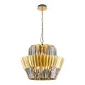 LAMPAMI - lampa złota wisząca, lampa do salonu, złota lampa sufitowa, żyrandol kryształowy