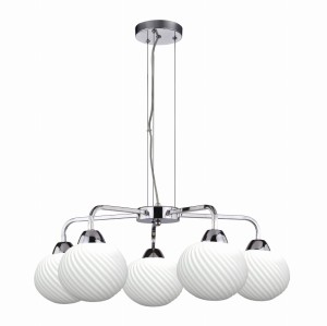 Lampa sufitowa wisząca klosze białe kule 140 cm 5xE27 60W MADRYT