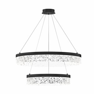 Lampa LED wisząca czarna kryształki bezbarwne 120 cm 3000K 38W FROZI