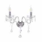 Ekskluzywny kinkiet nowoczesny chromowy świecznikowy CRISTALLO 2xE14 40W transparentny