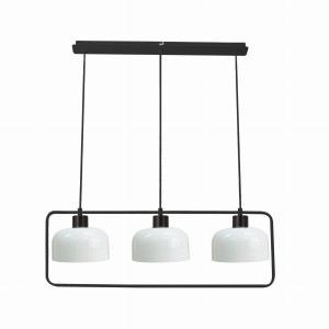 Potrójna lampa nad stół do jadalni czarna klosze białe 3xE27 40W ZODIAC