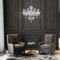 LAMPAMI - lampa wisząca srebrna, lampa do salonu srebrna, żyrandol do salonu nowoczesny, srebrna lampa nad stół