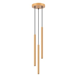 Złota lampa wisząca potrójna tuby sufitowe ryflowane 120 cm 3xG9 ARCHE 3P
