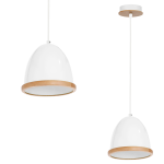 Biała lampa wisząca pojedyncza z drewnem 1xE27 STUDIO WHITE