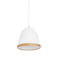 LAMPAMI - biała lampa wisząca drewniana, lampa z drewnem, lampa kuchenna sufitowa, lampa skandynawska