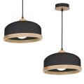 LAMPAMI - czarna lampa wisząca drewniana, lampa z drewnem, lampa kuchenna sufitowa, lampa skandynawska