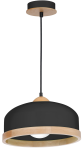 Nowoczesna lampa wisząca pojedyncza z drewnem 1xE27 STUDIO BLACK