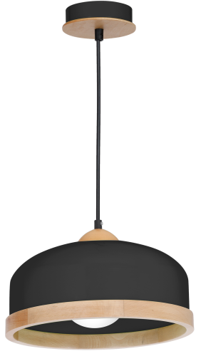 LAMPAMI - czarna lampa wisząca drewniana, lampa z drewnem, lampa kuchenna sufitowa, lampa skandynawska