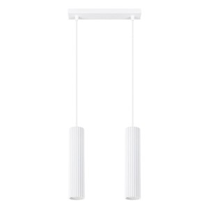 Biała lampa wisząca podwójna tuby sufitowe ryflowane 2xGU10 KARBON 2