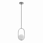 Lampa wisząca srebrna 120 cm 1xG9 klosz biała kula CORDEL 
