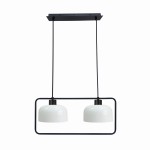 Podwójna lampa nad stół do jadalni czarna klosze białe 2xE27 40W ZODIAC 