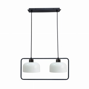 Podwójna lampa nad stół do jadalni czarna klosze białe 2xE27 40W ZODIAC 