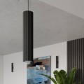 LAMPAMI - czarna tuba sufitowa ryflowana, lampa sufitowa tuba, tuby sufitowe