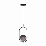 Lampa wisząca czarna 120 cm 1xG9 klosz szklana kula grafitowa CORDEL 