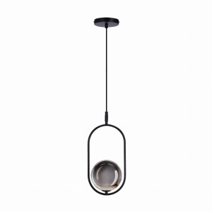 Lampa wisząca czarna 120 cm 1xG9 klosz szklana kula grafitowa CORDEL 