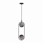 Lampa wisząca czarna 140 cm 2xG9 klosze szklane kule grafitowe CORDEL