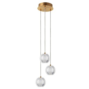Złota lampa wisząca ledowa 145 cm Brillant 3 LED CCT