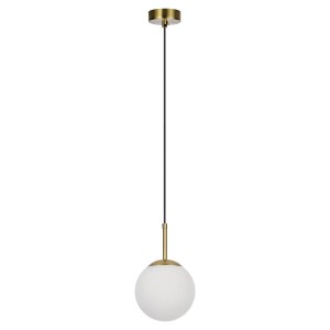 Złota lampa wisząca pojedyncza biała kula 155 cm 1xE14 Dorado