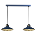 Niebieska lampa wisząca podwójna ze złotym wykończeniem 2xE27 FELIX NAVY BLUE/GOLD
