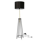 Nowoczesna lampa podłogowa czarna ze złotym 1xE27 60W TEGOLA